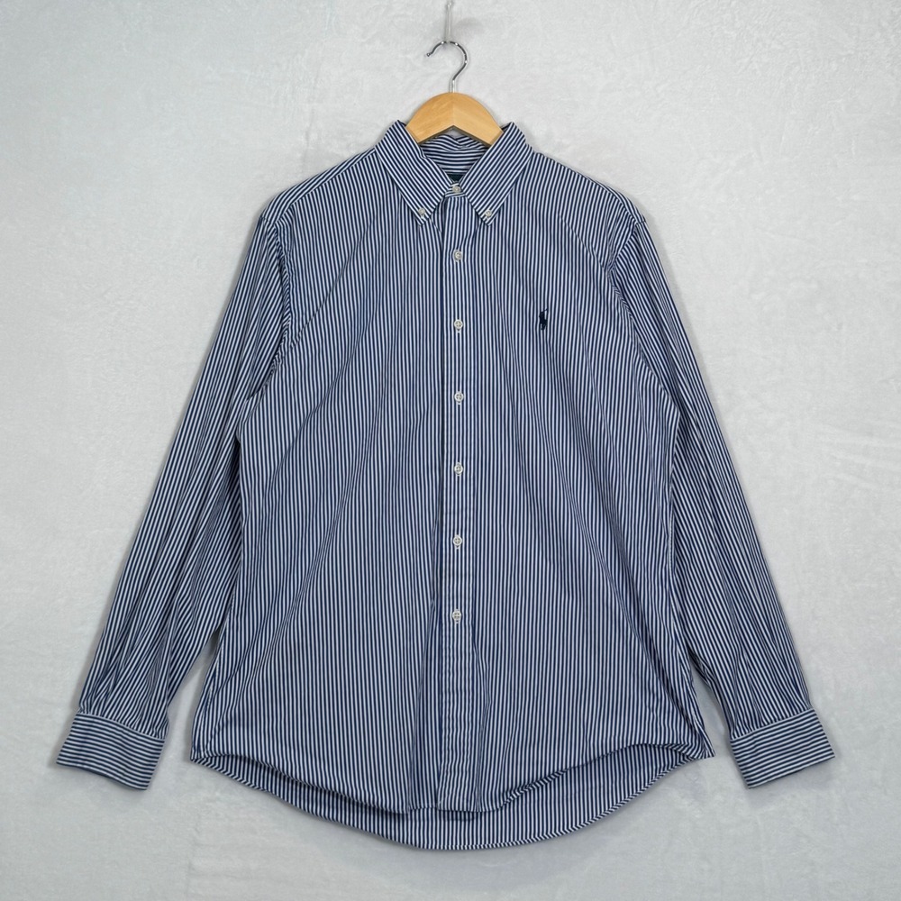 Ralph Lauren Blue Striped Button Down Shirt Large